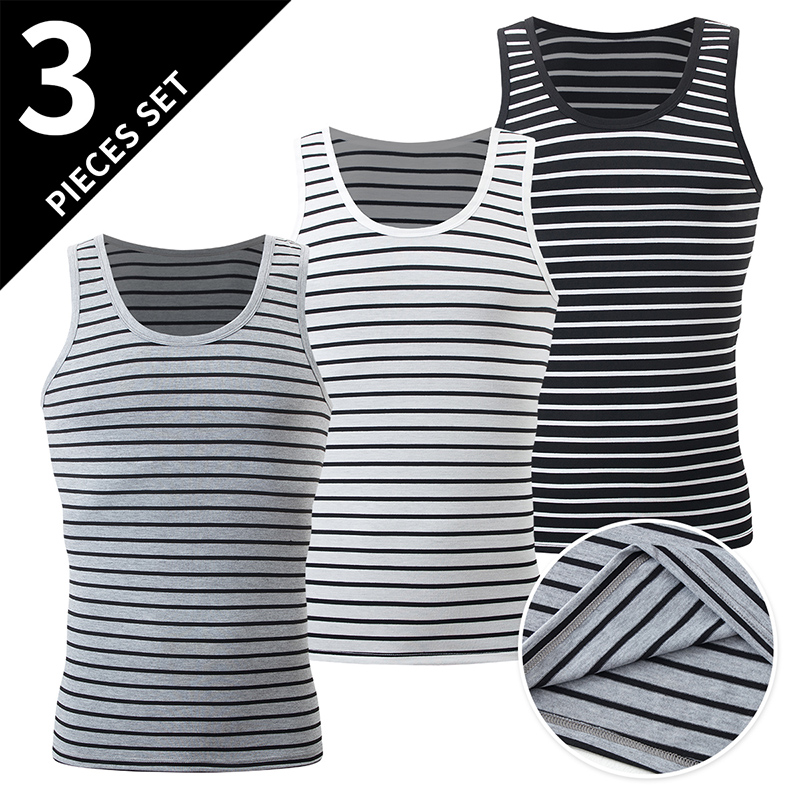 3-piece Men's Vest Youth Strip - Running Gear Youth ulasan dan harga