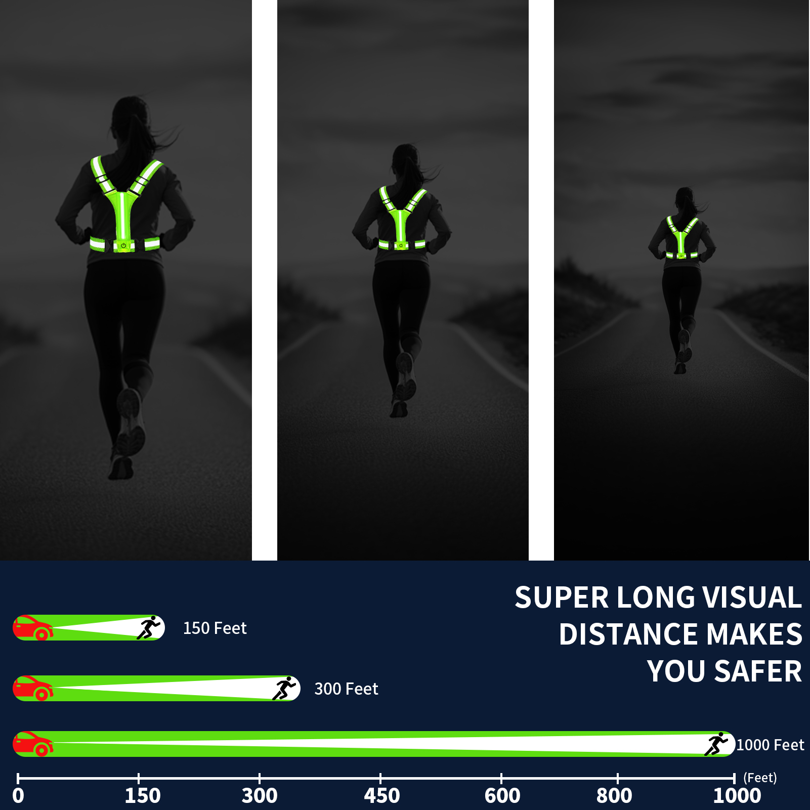 Adjustable LED Reflective Vest - Reflective Running Gear Vest ulasan dan harga