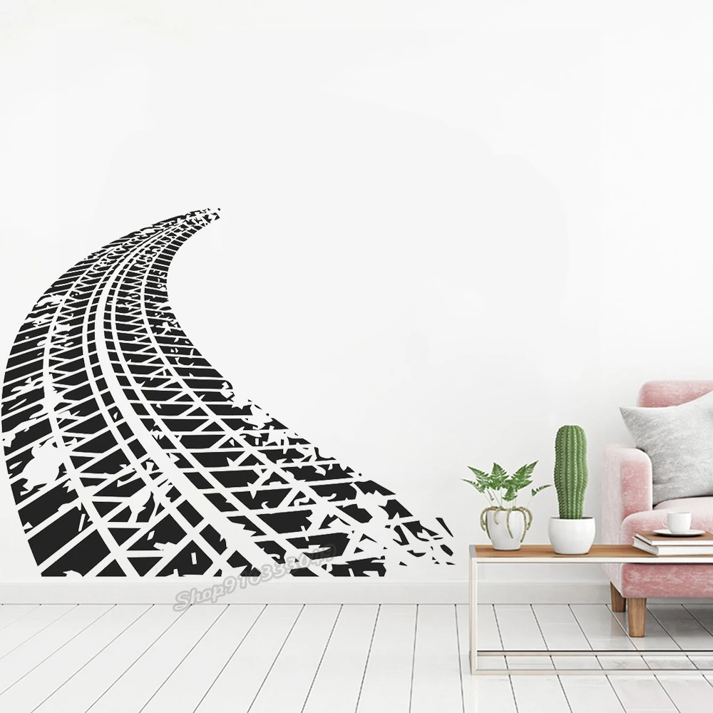 Tire Tracks Wall Decal Race Ca - Blister Plaster Sport ulasan dan harga