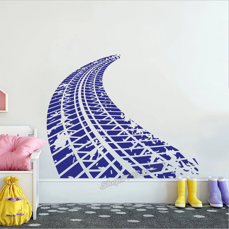 Tire Tracks Wall Decal Race Ca - Blister Plaster Sport ulasan dan harga