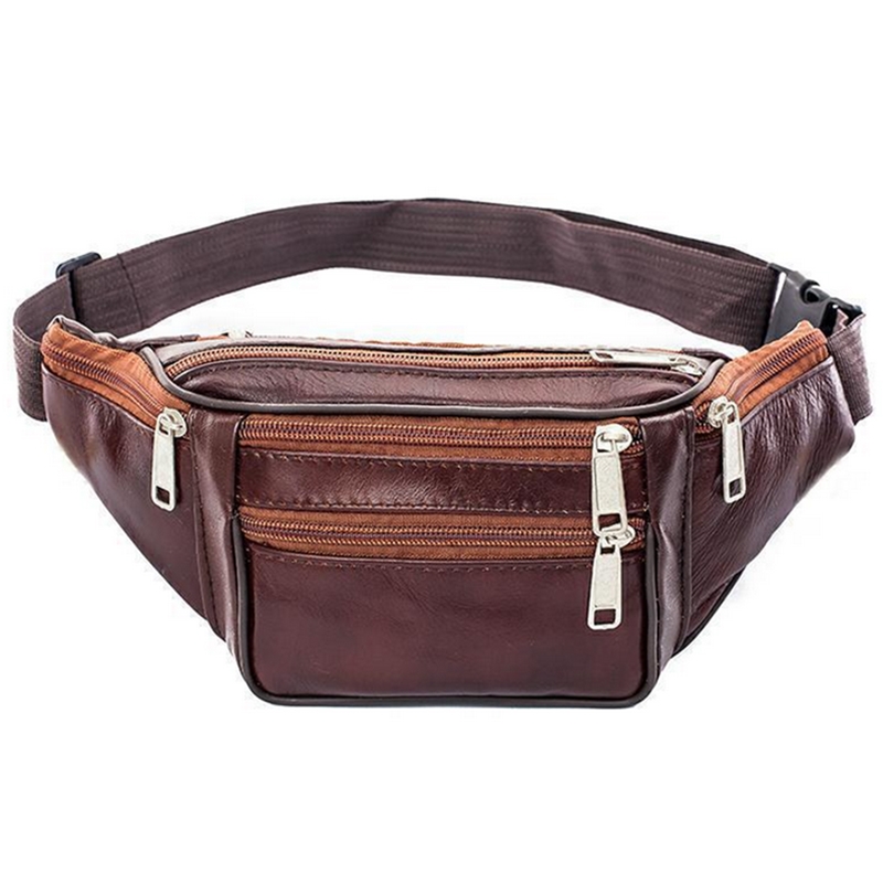 Leather Men Waist Chest Bag Th - Running Gear Belt ulasan dan harga